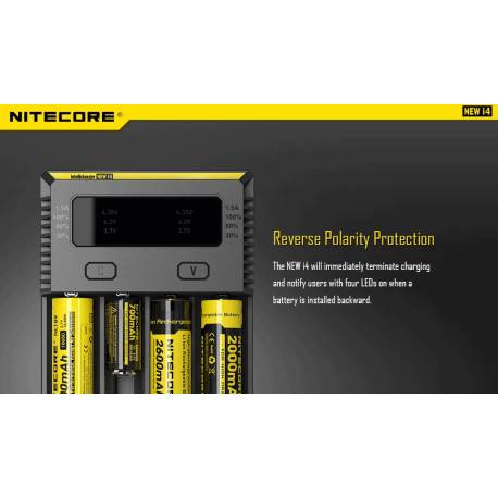 Nitecore New i4 Intellicharger – Caricabatterie a 4 slot per batterie da 18650 a 21700